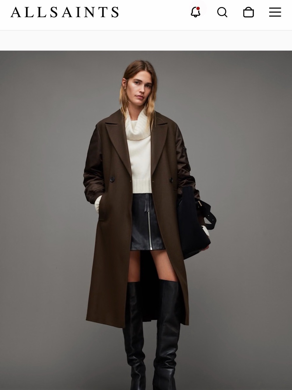 NEW ALL SAINTS PAULAH WOOL CASHMERE BLEND COAT
